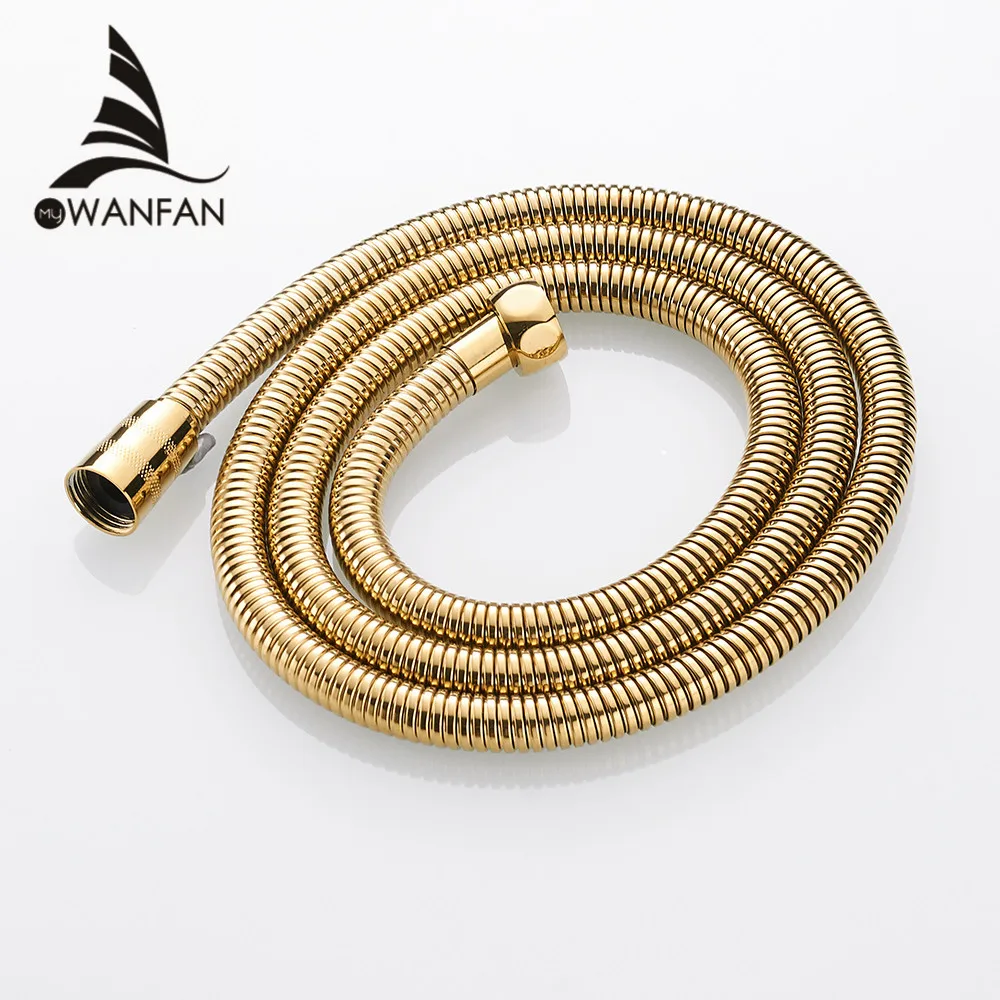 

Plumbing Hoses Stainless Steel Gold 150cm Tube Shower Hose Flexible Shower Head Replacement Part Bathroom Water Hose HJ-0515