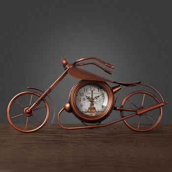 

2017 Motorcycle modeling Creative Desktop Clock Saat Reloj Table Clock Bedroom living room metal mute clocks Home decoration