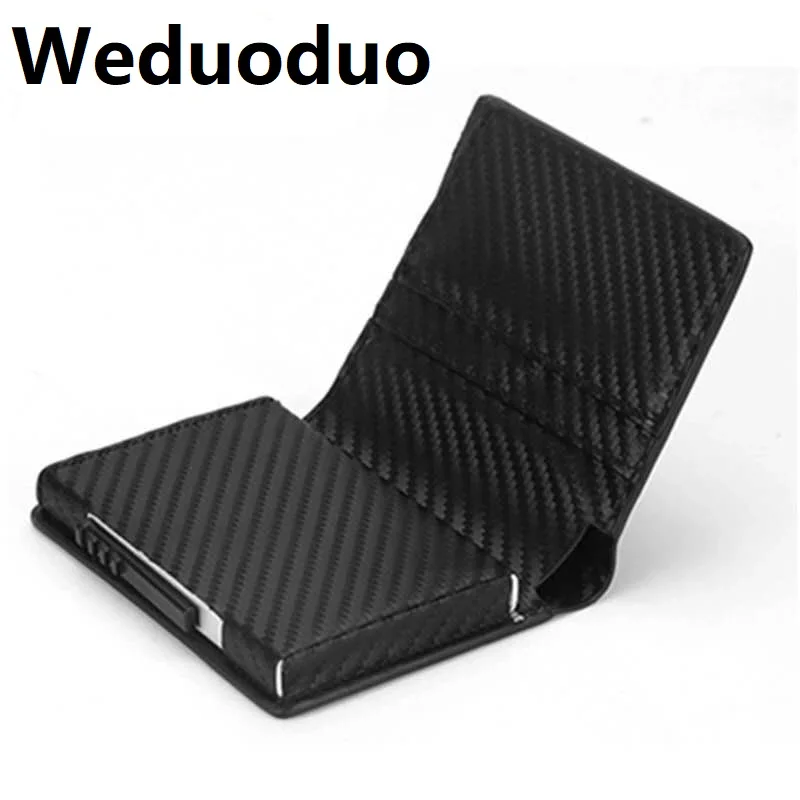 Weduoduo, защита от Rfid, для мужчин и женщин, кредитный держатель для карт из искусственной кожи, модный тонкий мини-кошелек, алюминиевый, бизнес, чехол для id карты