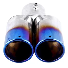 Universal Car Vehicle Exhaust Muffler Steel Tail Pipe:Straight Double Tube(blue)