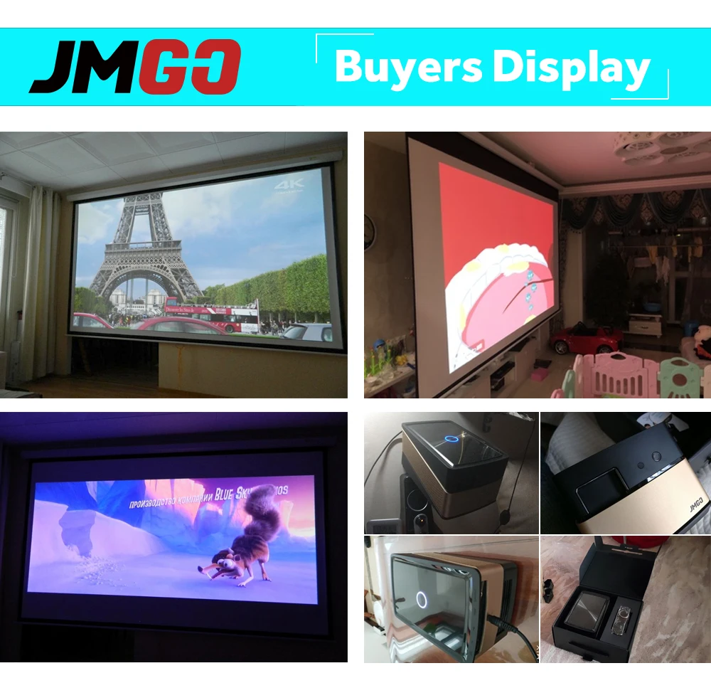 JMGO V8 Full HD Projector, 1100 ANSI Lumens, 1920x 1080 Resolution. Based on Android 4.4, WIFI, Bluetooth. 4K Video Projector