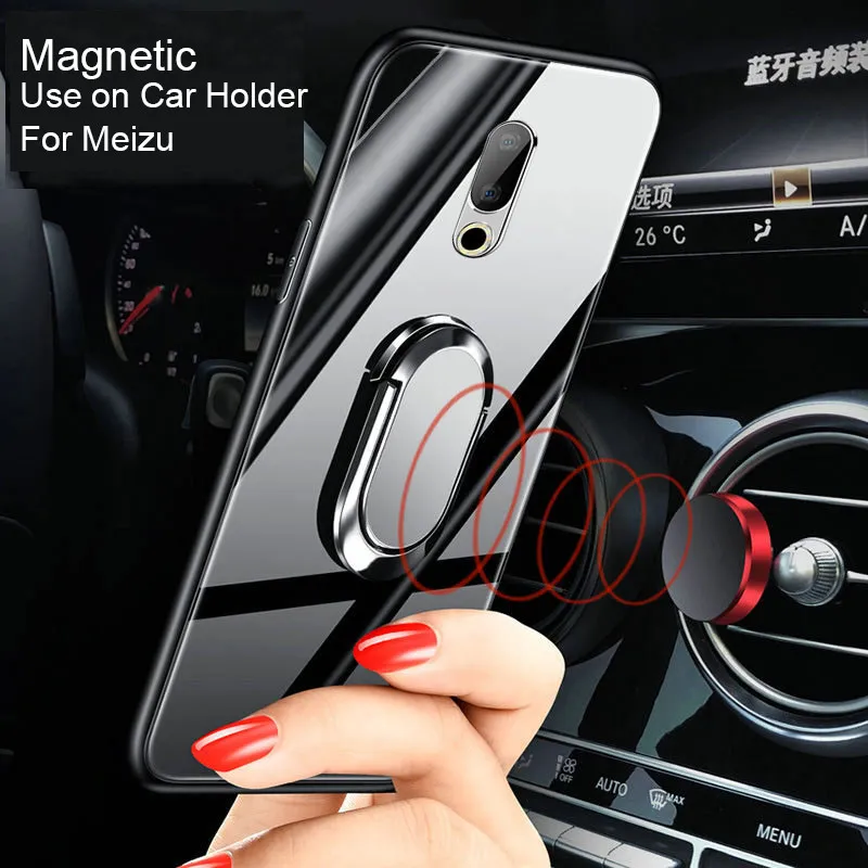 Магнитный чехол из закаленного стекла для Meizu 16 16th Plus автомобильный с