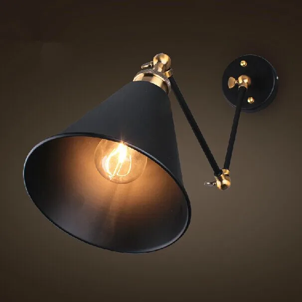 Retro Two Swing Arm Wall Lamp Sconces Glass Shade Baking Finish Rh