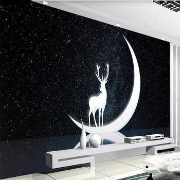 

Custom Nordic Beautiful Starry Sky Elk Photo Wall Mural Wallpaper For Wall In Rolls 3D Living Room TV Sofa Home Decor Wall Cloth