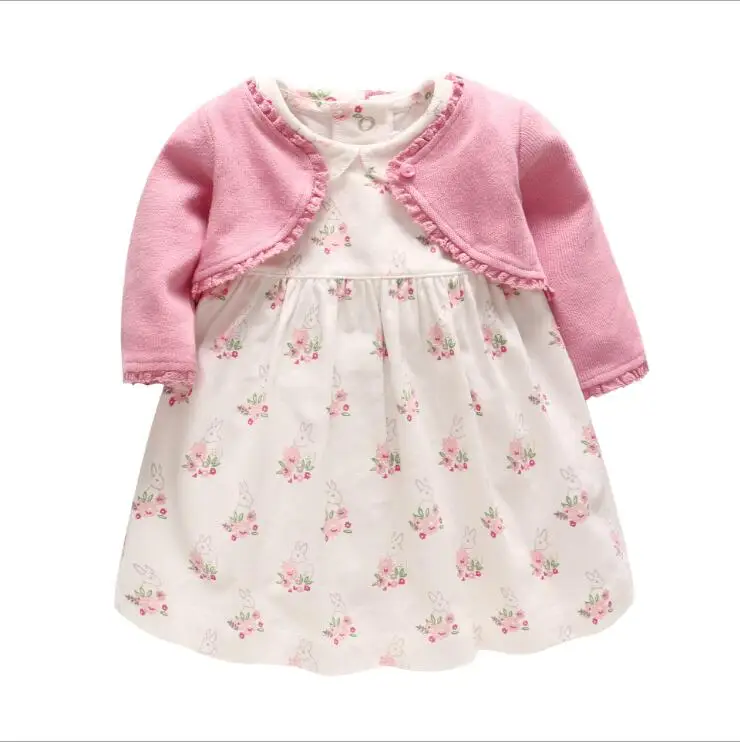 

Baby Girl Clothes 2019 Spring Fashion Sweet Cotton Long Sleeve Cardigan Jacket+Floral Dress Set Baby Girl Dress Princess Dress