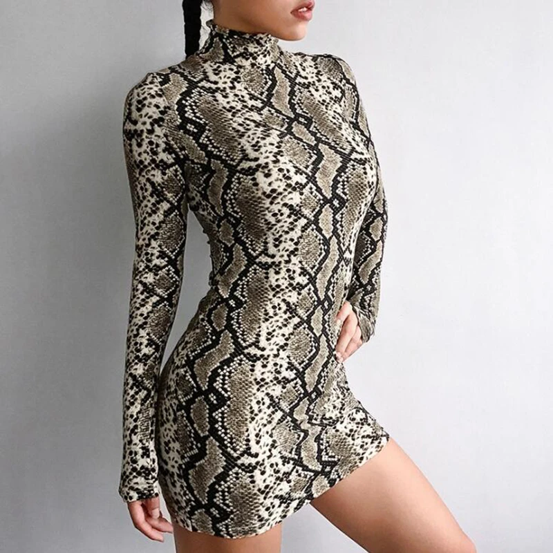 snakeskin long sleeve dress