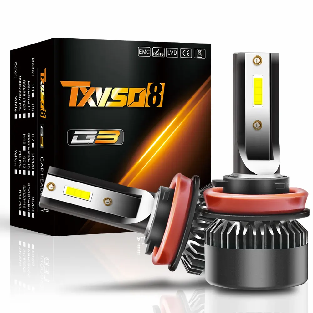 TXVSO8 2 шт. супер яркие Автомобильные фары Противотуманные фары H8 H9 H11 турбо вентилятор лампы фара csp 50 Вт/Лампа 6000 К Белый 10000лм/комплект