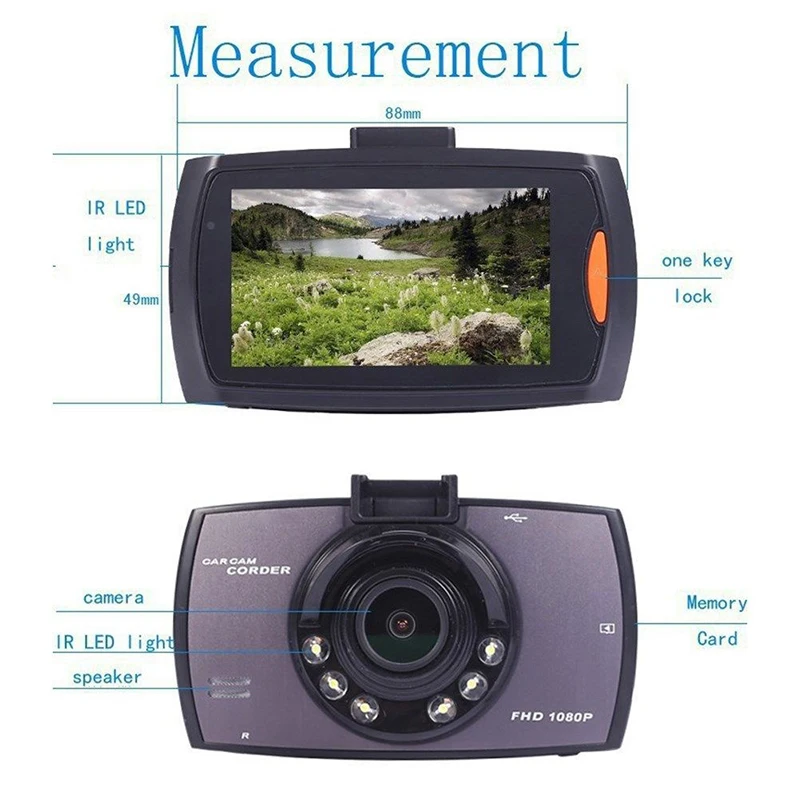 Night Vision High Definition Traffic Recorder 2.7 Inch Dash Cam Car DVR 1080P Infrared Camera  Vehicle Monitoring Display