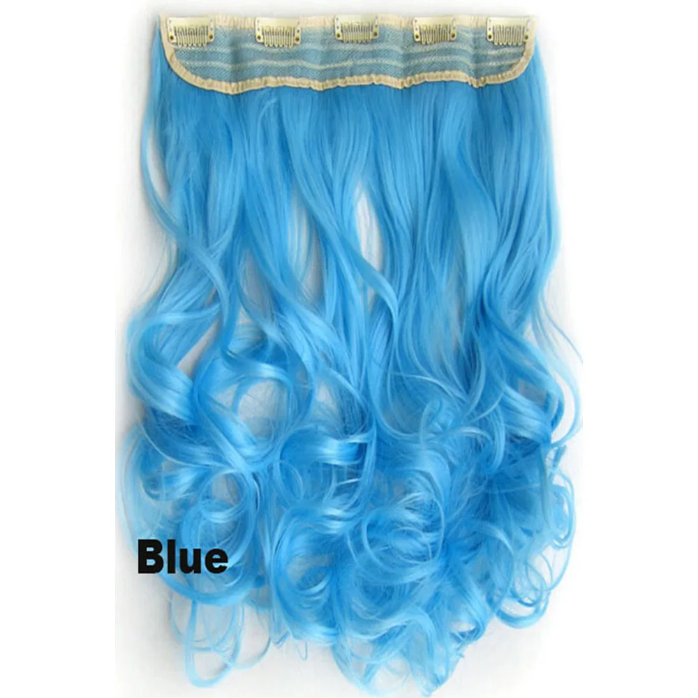 Delice, 24 дюйма, женские длинные вьющиеся волосы для наращивания, мятный, голубой, розовый, на заколках, одна штука, синтетические волосы для наращивания на 5 клипсах