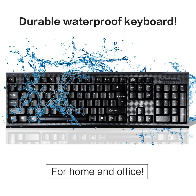 Waterproof Keyboard 107 Keys Wired USB keyboard for Office Gamer Game Usb Multimedia Waterproof