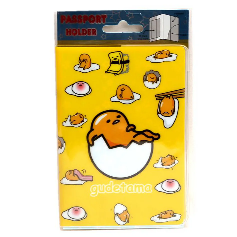 Kawaii Gudetama Обложка для паспорта мода мультфильм для женщин кожа ПВХ путешествия чехол держатель для паспорта Милые ID Card 14*9,6 см держатель