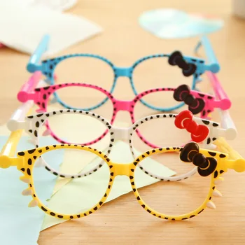 

4 Pcs / lot Promotional Pen Fashion Frame Cute Kittens bowknot Creative Cartoon Ballpoint Pen Glasses for school stationery
