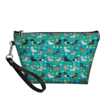 

ThiKin Cute Dachshund Dog Travel Cosmetic Bag for Make Up Small Pu Leather Women Makeup Case Wash Neceser Toiletry Bag