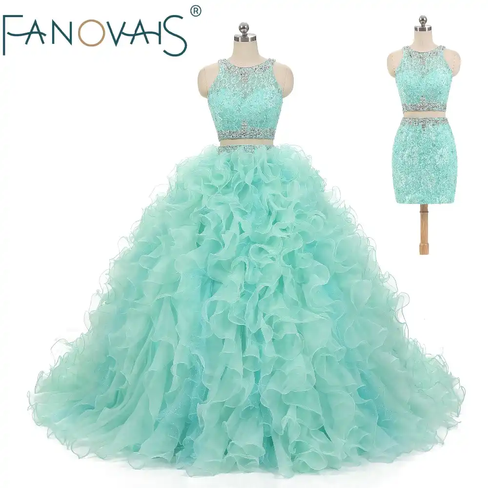 vestido verde agua 15 anos