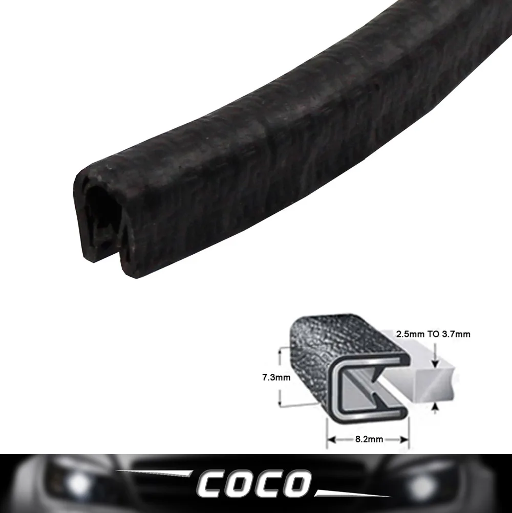 

02# Black Edge Seal Strip Car Window Door lock With metal TRIM SEAL Caravan Trailer Van pillar PVC Rubber dustproof 78" 200cm