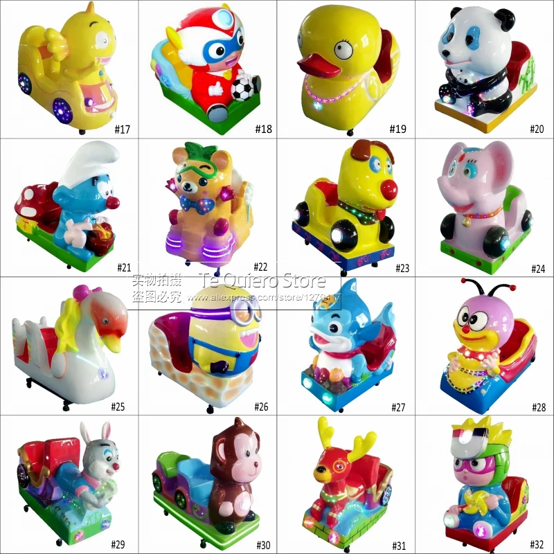 Indoor Coin Operated Fiberglass Kiddie Rides Arcade Game Machine Animal Ride On Toy Cars