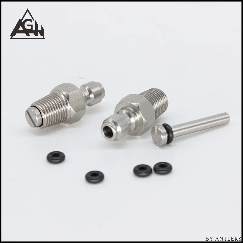 

Paintball PCP Filling Nipple Stainless Steel 8mm Air Tank Quick Release Coupler Plug with One Way Foster 1/8NPT MALE 2PCS