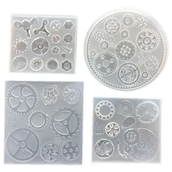 

4 pack Silicone Resin Jewelry Molds for jewelry making unique punk gear wheel clock designs