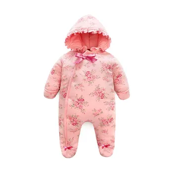 

Spring Winter Newborn Cotton Flannel Overalls Baby Girls Warm Romper Baby Hooded Overalls Toddler Jumpsuit Kids Snowsuit E174