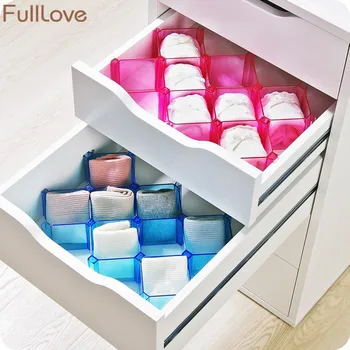

FullLove 6PCS/Set Organizer for Underwear Plastic Storage Box for Toys DIY Drawer Divider Makeup Organizer Storage Boxes & Bins