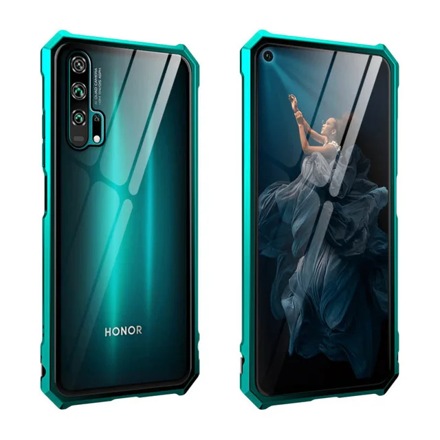 Роскошный металлический защитный чехол-бампер для huawei Honor 20 Pro, чехол, прозрачная задняя крышка для телефона huawei Honor 20 Lite, чехол 20Pro 20i - Цвет: green