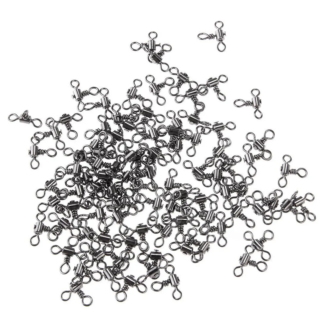 

Nice Quality brand new 100pcs Mini 3 Way Fish Tackle Swivel Barrel Rolling Swivels 6#