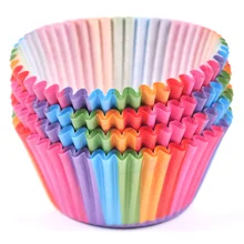 LINSBAYWU Радужный цвет 100 шт. кекс форма для порционной выпечки кекс бумажные Формы для кексов торт коробка чашка лоток торт плесень украшения инструменты