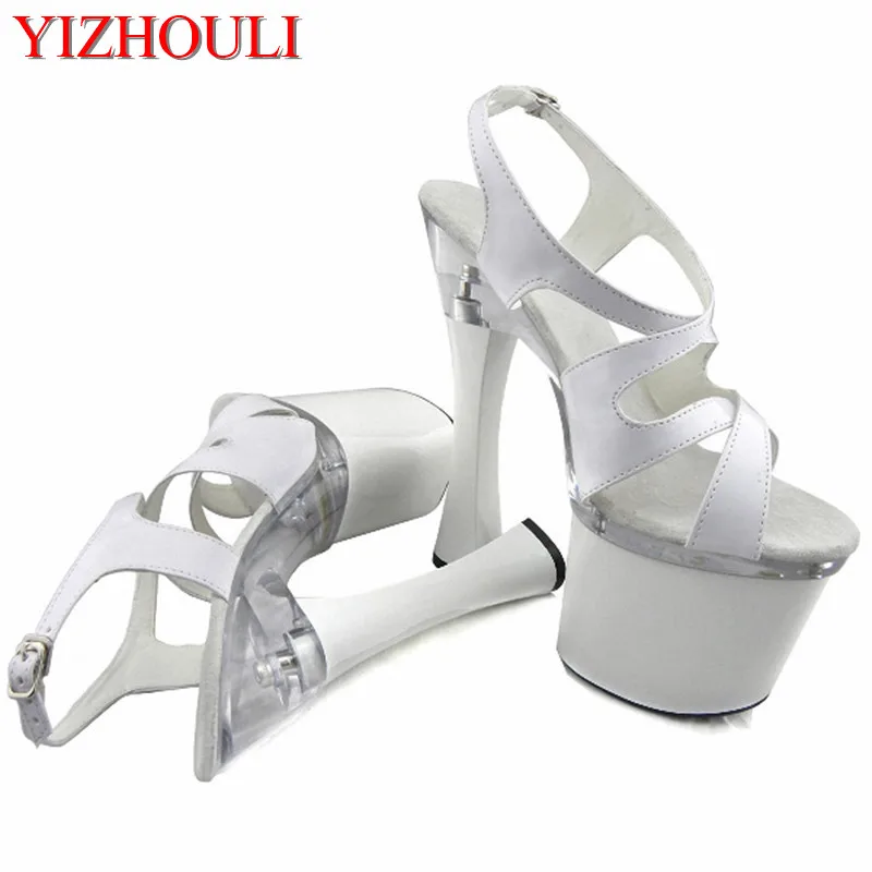 

HOT All-match fashion comfortable thick heel sandals 18cm show spool heels high-heeled shoes 7 Inch Stiletto With Platform shoes