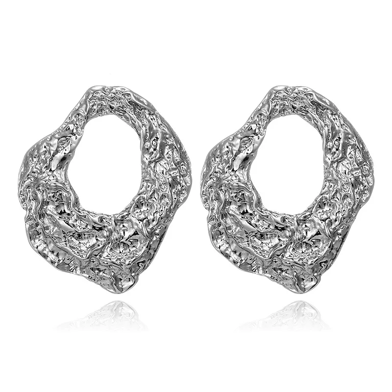 Boho Geometric Irregular Alloy Ear Stud Earring brincos Punk Ethnic Tribal Abstract Silver Gold Color Metal Earring Shellhard