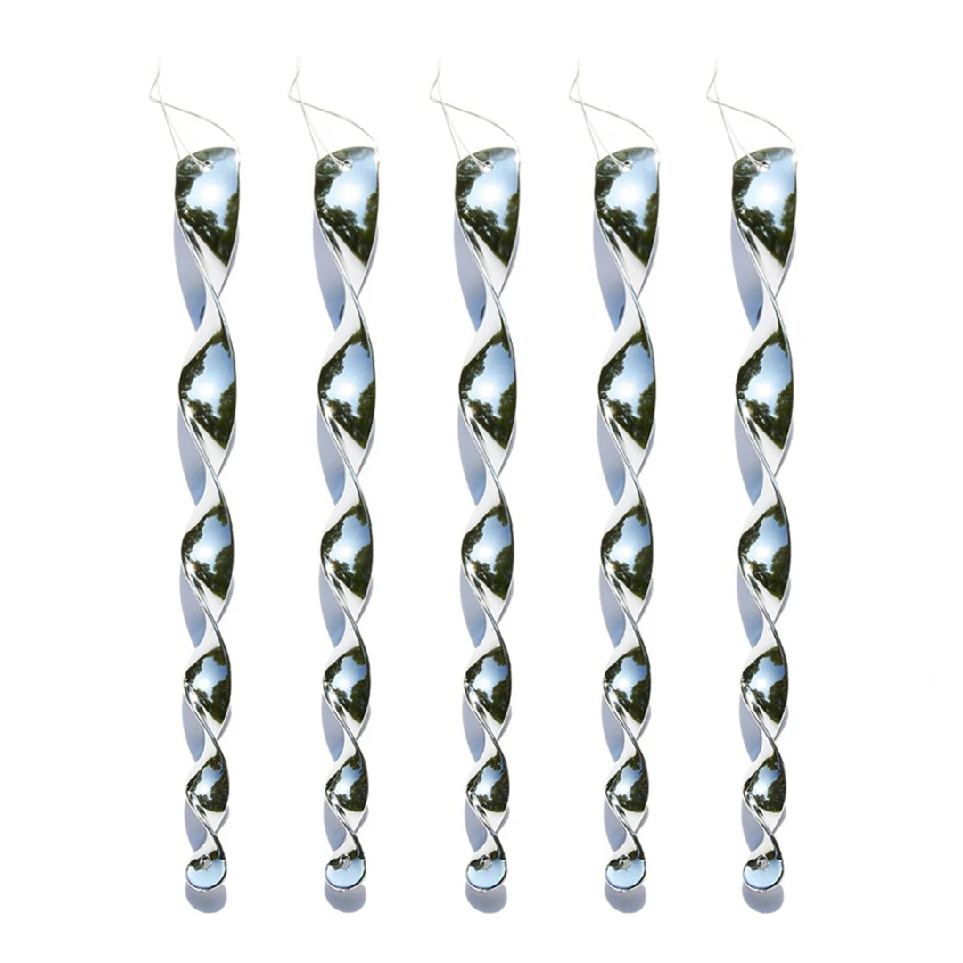 

4Pcs 30cm Bird Repellent Spiral Wind Twisting Scare Rods Silver Reflective Blinder Pest Control Hanging Plastic Scarer Garden