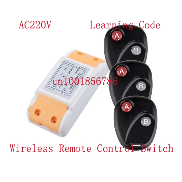 

AC220V RF wireless remote control switch system 1Receiver &3Transmitter 10A Learning code output way adjustable315/433MHZ
