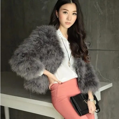 2015 autumn and winter ostrich fur coat wool outerwear short design long sleeve turkey wool outerwear
