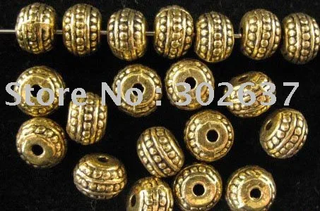 

FREE SHIPPING 240pcs Antiqued gold Studed drum spacer beads A883G