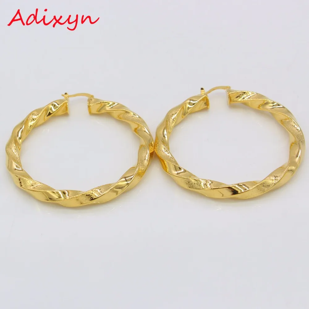 Adixyn 5.5 см в африканском стиле большой круг Серьги для Для женщин золото Цвет Эфиопский витой Серьги Арабские Ювелирные изделия n01092