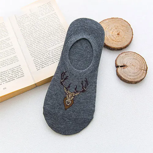 Lu-Dark gray L 5 пара/лот = 10 штук силикагелевые носки невидимые короткие мужские летние Нескользящие хлопковые мужские носки-лодочки низкие мужские носки - Цвет: Lu-Dark gray L