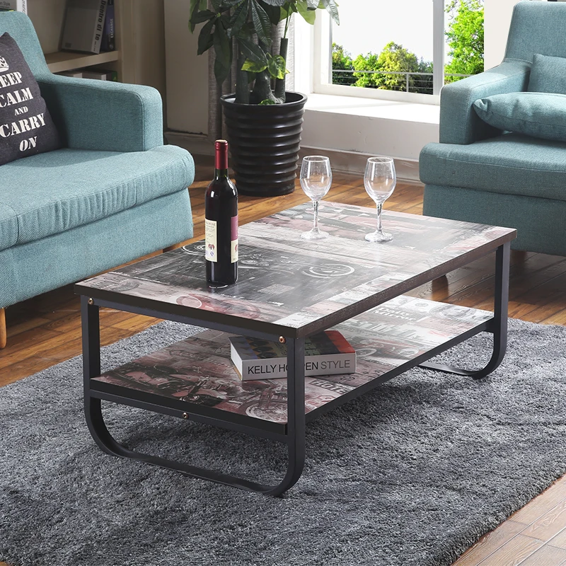 Vintage Apartment Metal Frame and MDF Board Simple Living Room Coffee Table Tea Table Vintage Apartment Metal Frame and MDF Board Simple Living Room Coffee Table Tea Table
