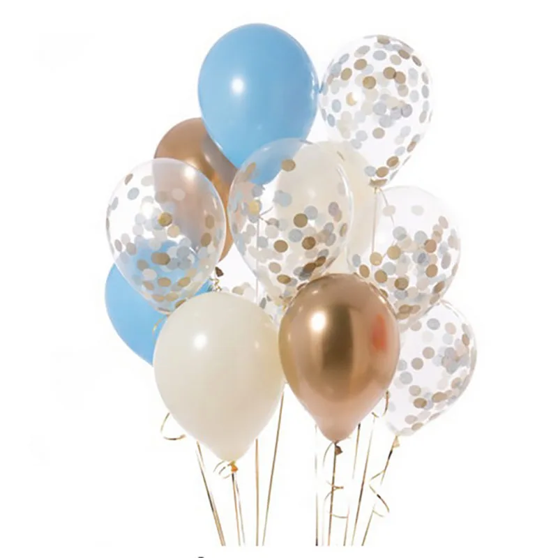 

10pcs/lot 12inch new Gold pink blue Balloons gold white pink blue confetti ballon Wedding Birthday Party Decor Helium Supplies