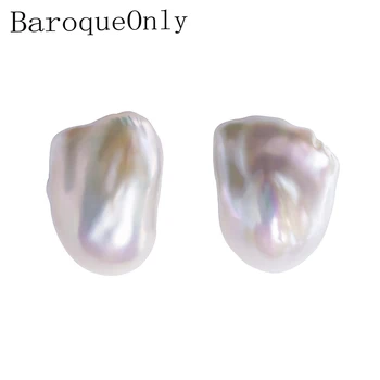 

BaroqueOnly Free shipping 15-21mm Baroque freshwater pearl earring 925 Silver Sterling