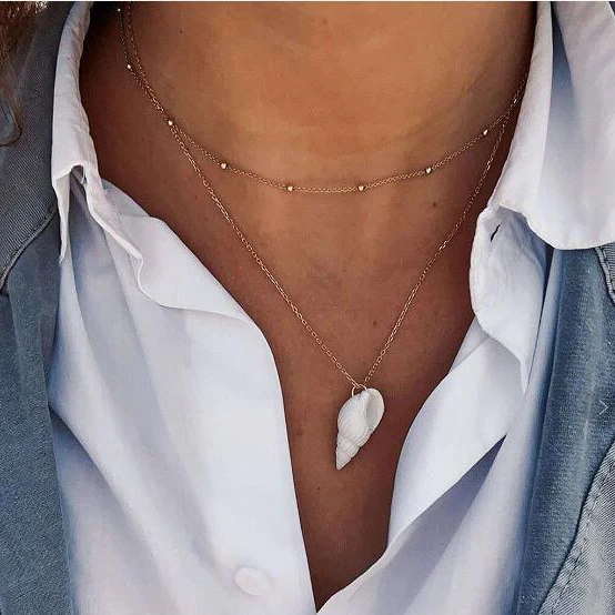

Pendant Necklace for Women gold Silver Chain Popular shell Pendant Bohemian Fixed Necklace Jewelry Holiday gift