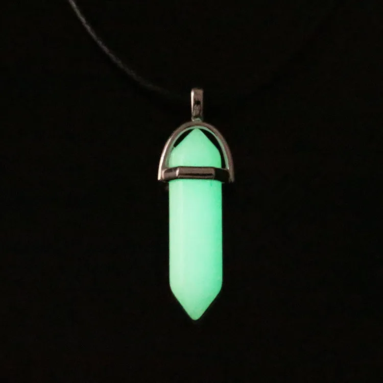 Светильник в темноте светящаяся Шестигранная Призма ожерелье с подвеской Lucky Energy Имитация Кристалл Опал пуля ожерелье с кварцевым камнем