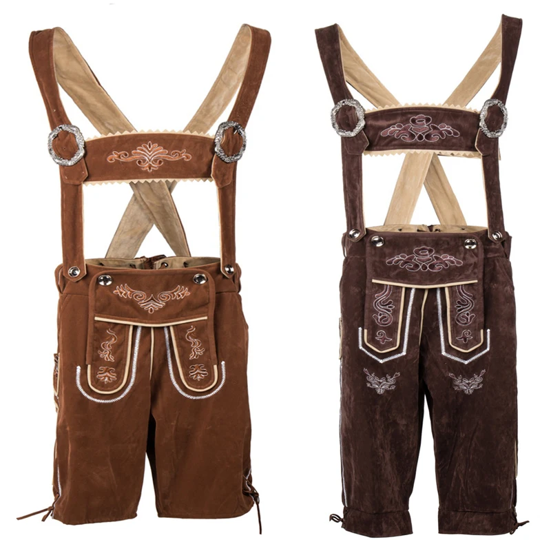 

Oktoberfest Bavarian Beer Costume Mens Lederhosen Suspenders Shorts