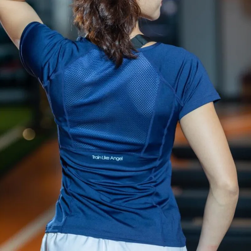 T-shirt Новая летняя сетчатая облегающая женская рубашка, одежда для тренировок с короткими рукавами, Спортивная майка для занятий йогой, женская футболка - Цвет: T-shirt