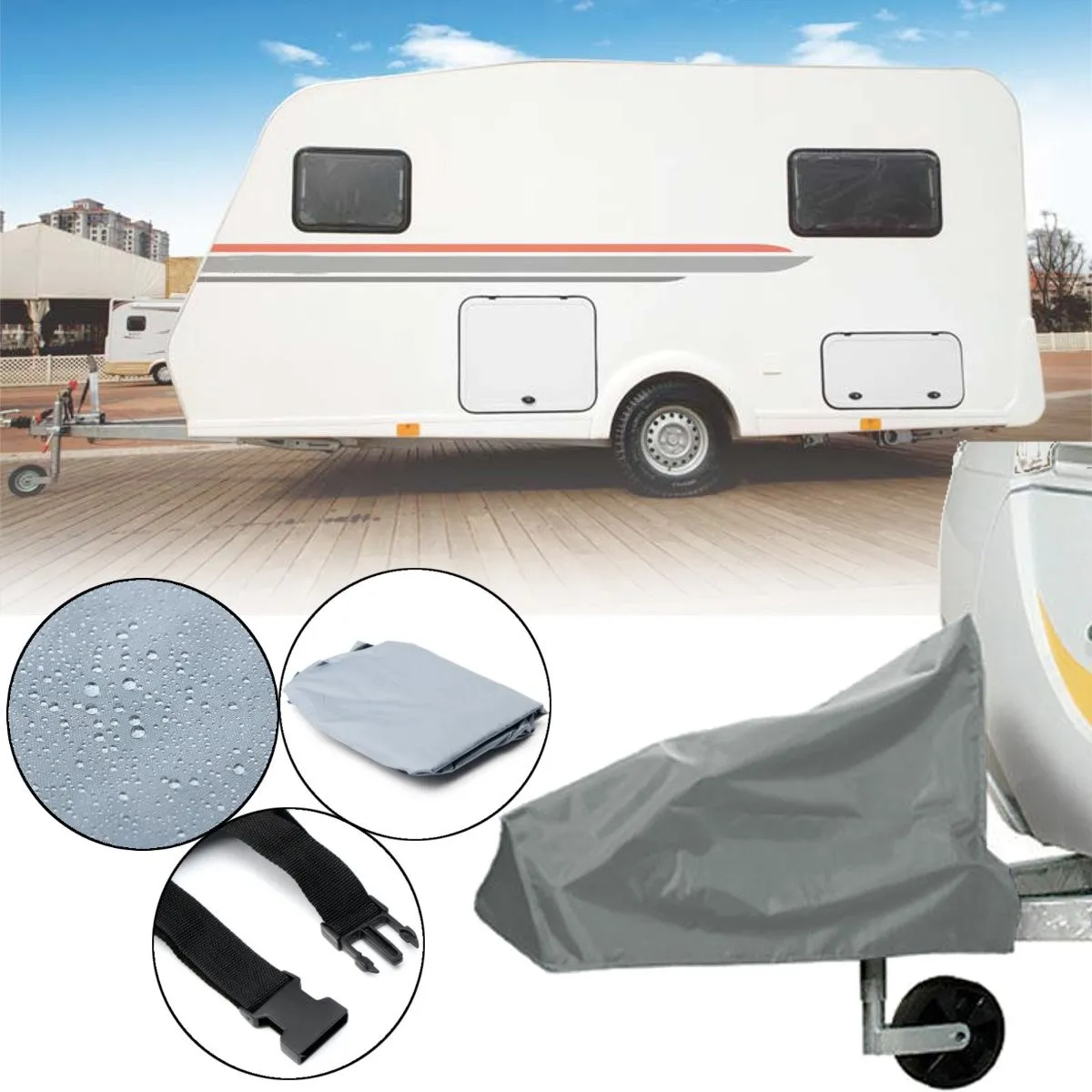 

Universal Grey Caravan Tailer Towing Hitch Cover Waterproof Anti UV Rain Snow Dust Protecter For VW