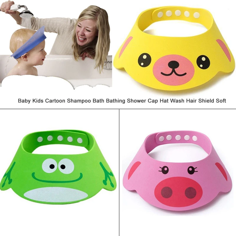 Baby Shampoo Cap Kids Cartoon Shampoo Bath Bathing Shower Cap Wash Hair Shield Soft Security Shower Bath Supplies