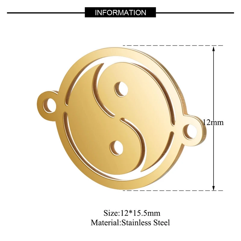 Semitree 5 шт. Taoism Taichi браслет из нержавеющей стали соединители DIY Подвески для ожерелья медальон для изготовления украшений вручную аксессуары