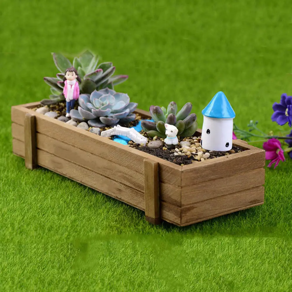 Wood Succulent Flower Pot Garden Plant Nursery Pot Decorative Pot Box Garden Planter