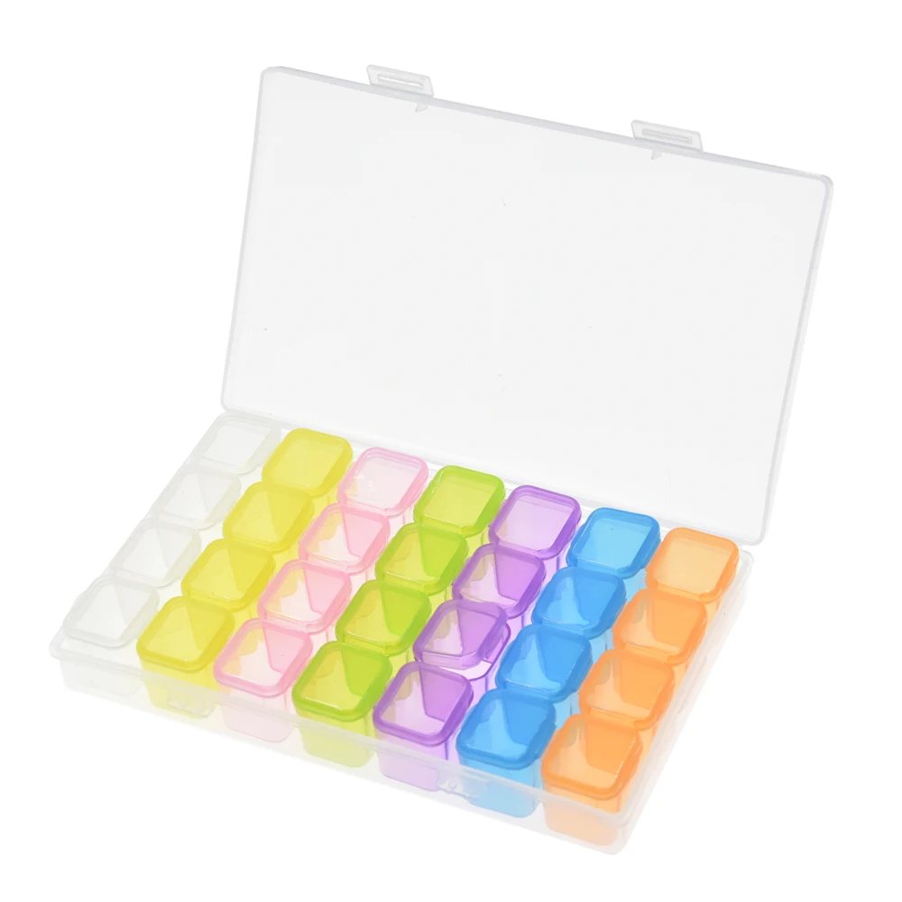 

28 Slots Plastic Color Nail Art Rhinestone SMD IC Screws Nuts Electrician Storage Tool Box Case Organizer Makeup Fishing Tools