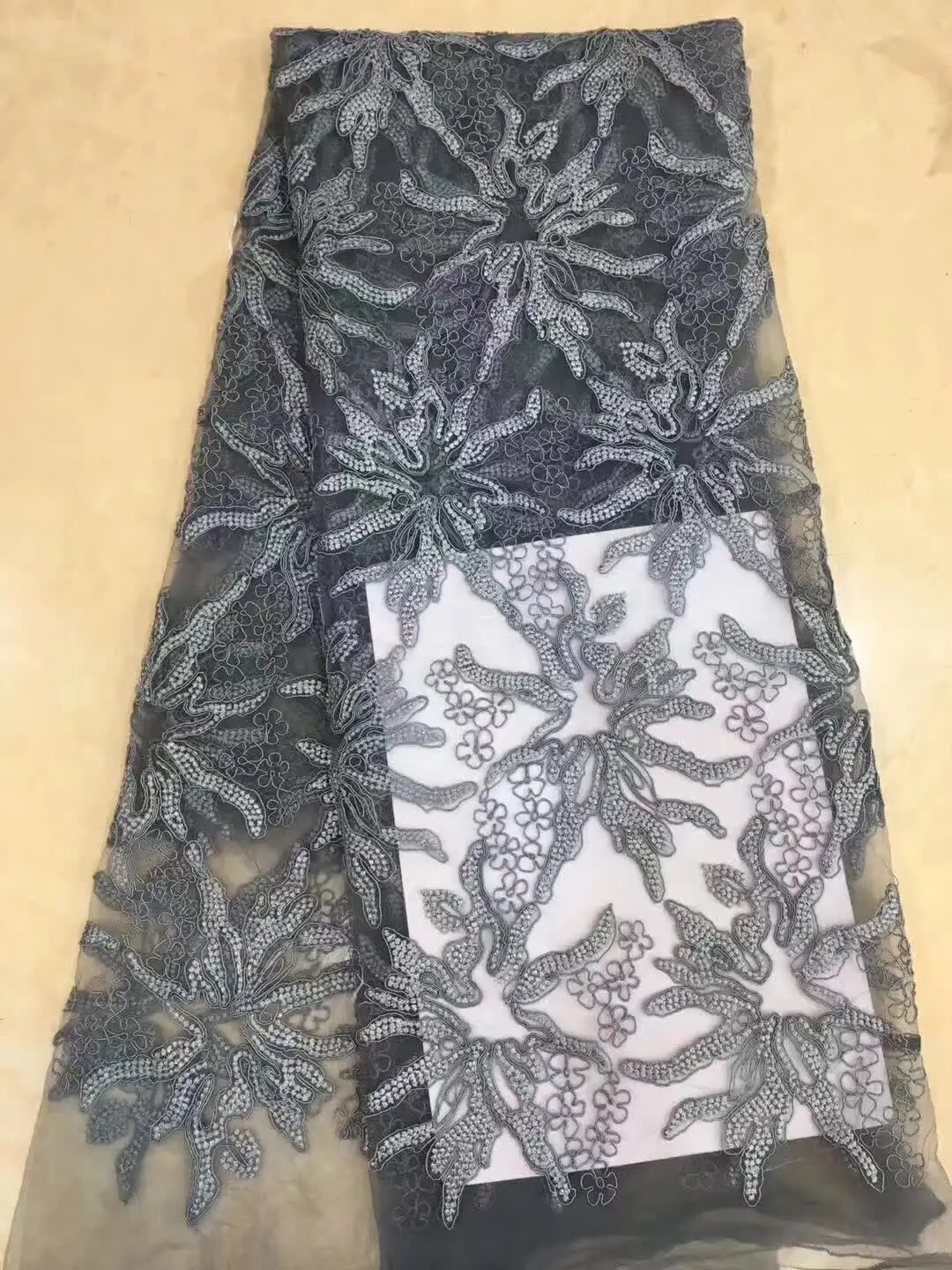 

New Designs African French Lace Fabric High Quality Nigeria French Net Lace 2019 With Stones and Beaded For Women black
