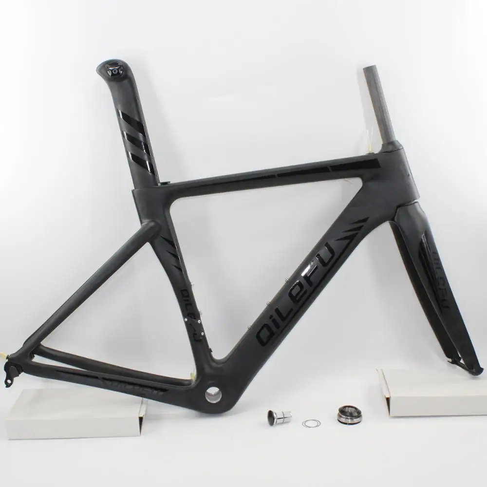 US $323.98 Brand New mattgloss logo QILEFU 700C racing Road bike UD full carbon fibre bicycle frames fork seatpost headsets Free shipping