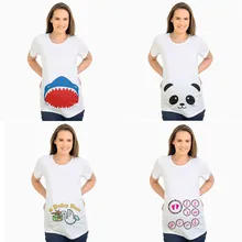 Летние футболки с принтом панды акулы для беременных футболки для беременных шорты Повседневная Одежда для беременных женщин топы для беременных футболки